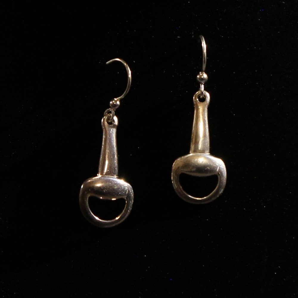 Sterling Silver  Equestrian Horse Snaffle Bit Drop Earrings 925 ITALY (A2)